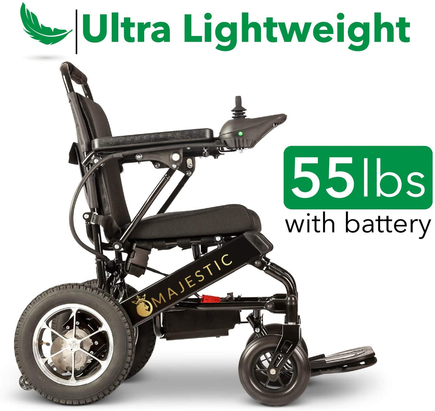 2020 New Folding Ultra Lightweight Electric Power Wheelchair, Silla de Ruedas Electrica, FDA Approved and Air Travel Allowed, Heavy Duty, Mobility Motorized, Portable Power (17.5??? Seat Width)