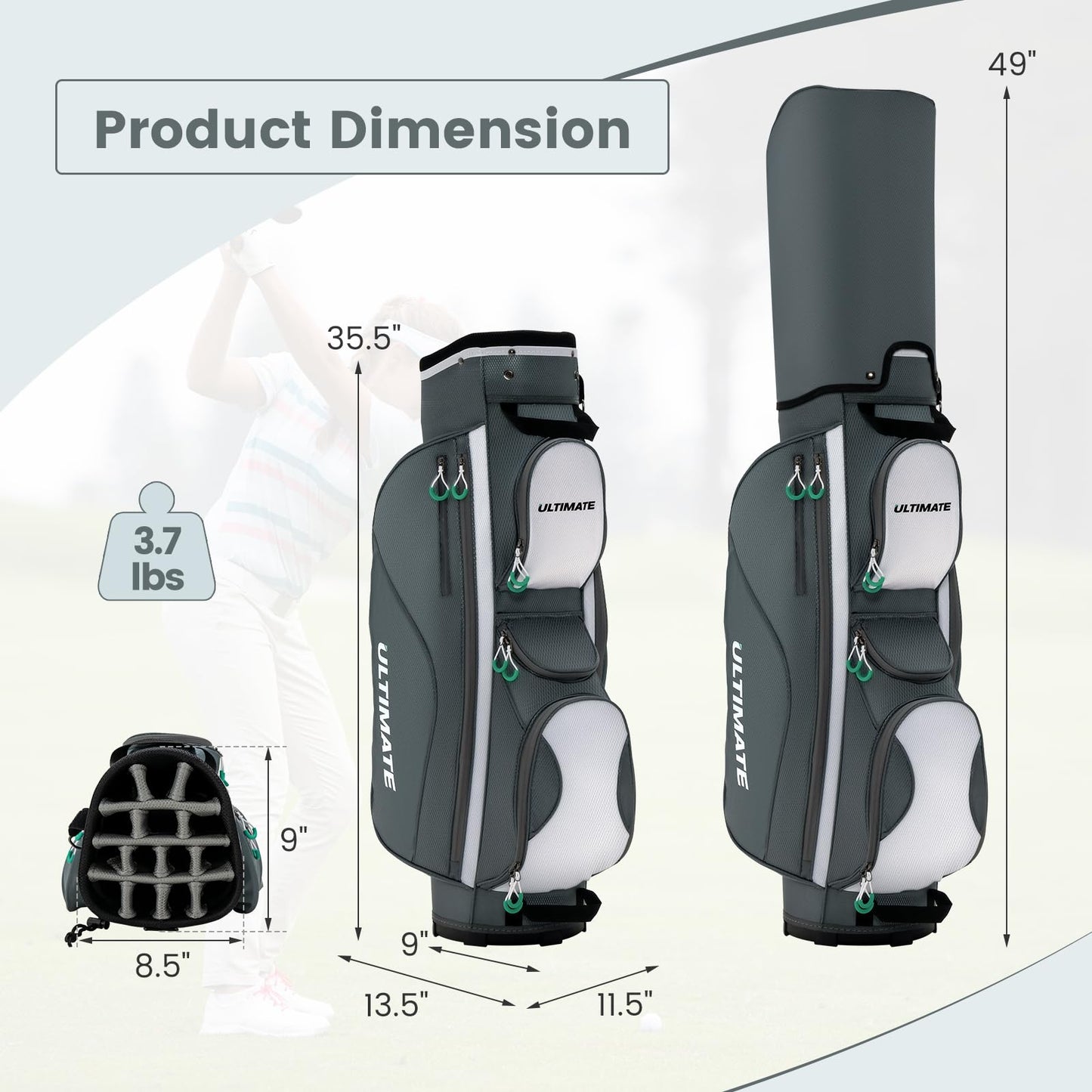 Golf Cart Bag with 14 Top Dividers