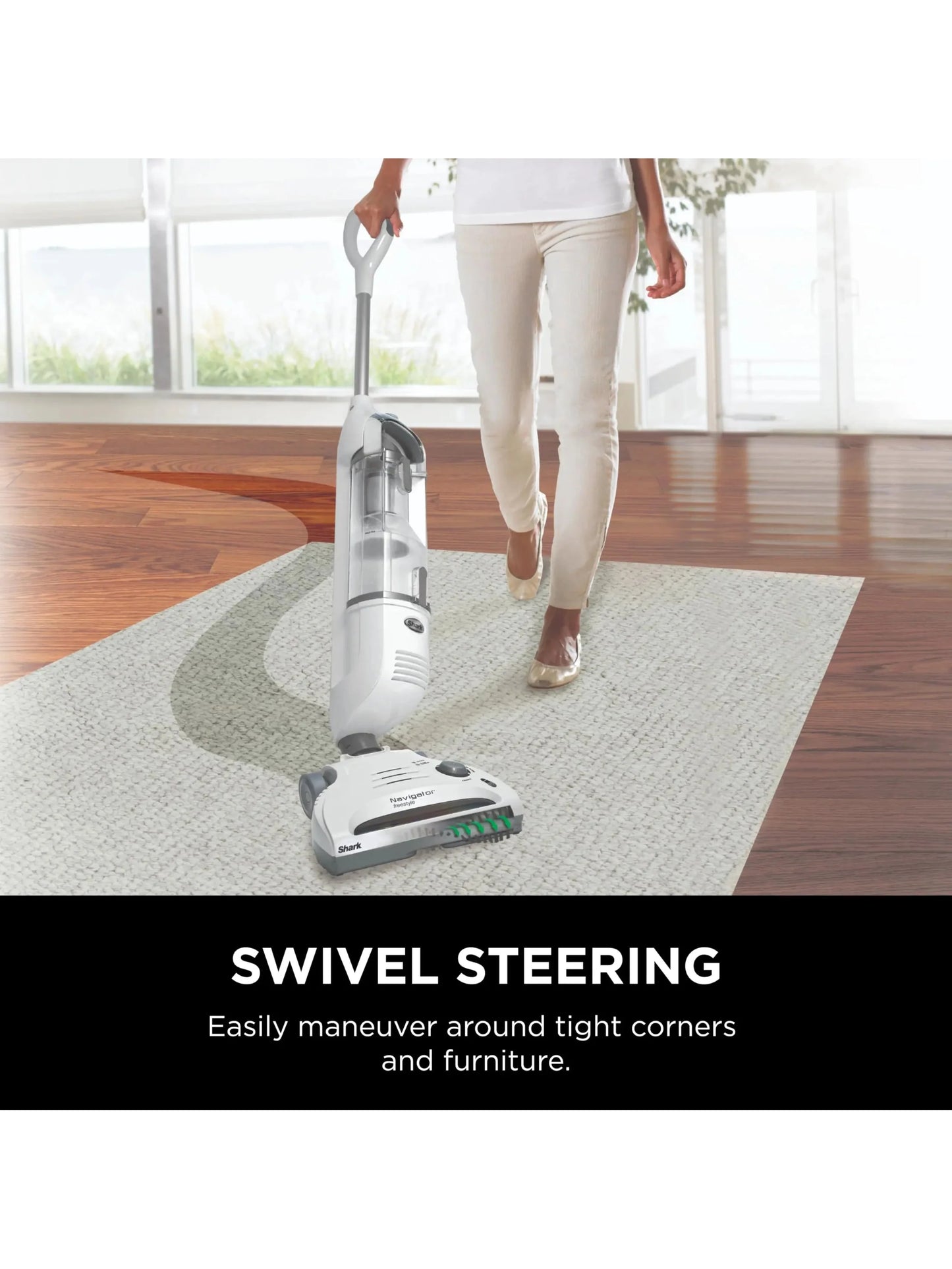 Shark SV1106 Navigator Freestyle Upright Bagless Cordless Stick Vacuum for Carpet, Hard Floor and Pet with XL Dust Cup and 2-Speed Brushroll, White/Grey