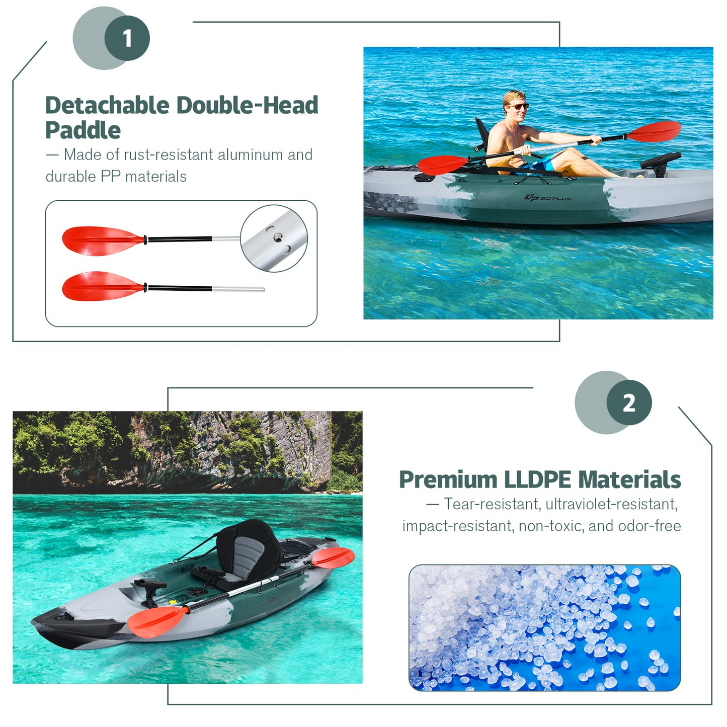 Sit-on-Top Fishing Kayaks for Adults, 9.7 FT One Person Recreational Touring Kayak