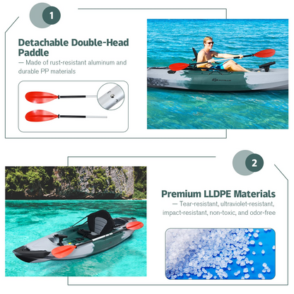 Sit-on-Top Fishing Kayaks for Adults, 9.7 FT One Person Recreational Touring Kayak