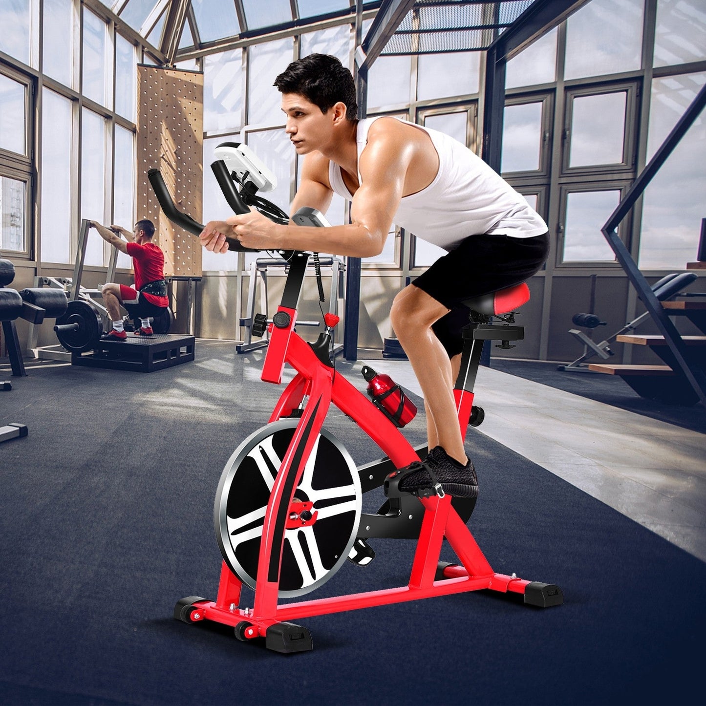 Indoor Cycling Bike, Stationary Bicycle Exercise Bike with Flywhee