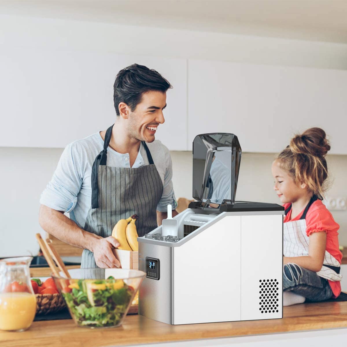 Countertop Ice Maker Machine, Stainless Steel, 48LBS/24H, Self-Clean Function