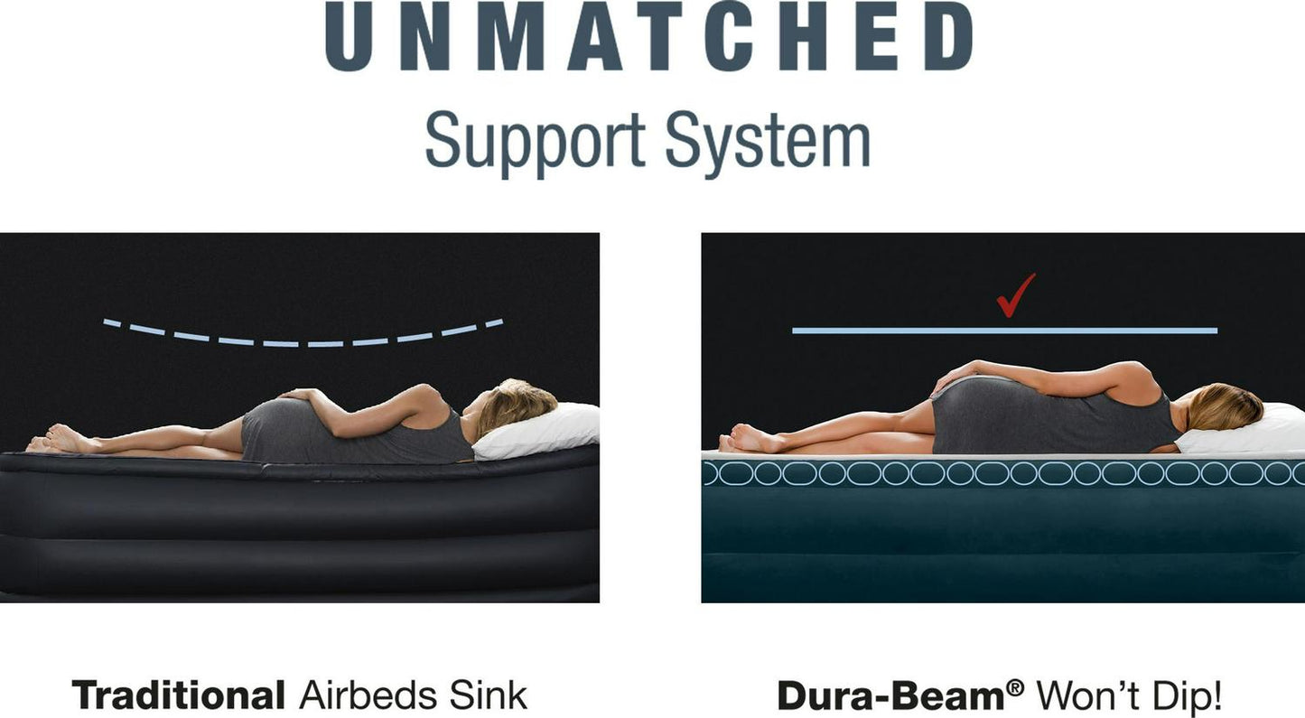 Intex Dura-Beam 24 Pillowtop Air Mattress, with Built-in Pump, Queen