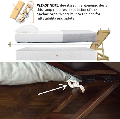 Dog Ramp for Beds - Adjustable up to 37" High Beds with Low Incline, Safety Rails & Anti-Slip Grip, for Small Dogs up to 50lbs - Solid Hardwood, Made in North America