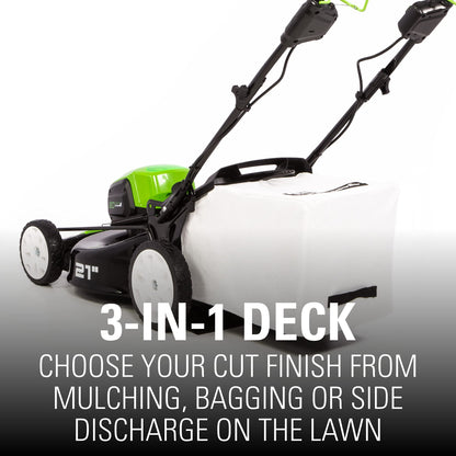 80V Cordless 21′�?Self-Propelled Brushless Lawn Mower | Greenworks