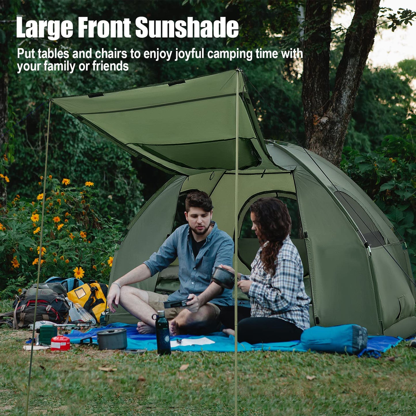 Camping Tent Cot, 5-in-1 Folding Camping Bed with Air Mattress, Pillow, Sleeping Bag