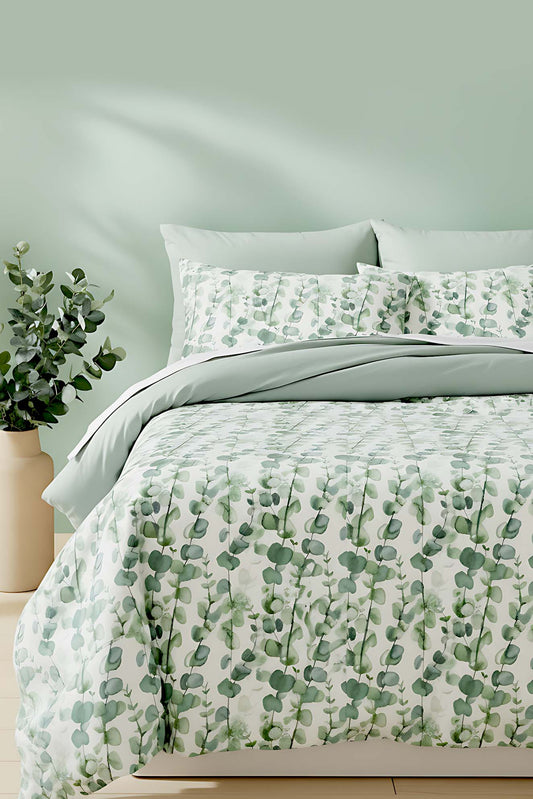 Eucalyptus Polycotton Double Size Duvet Cover Set, Zipper, 200×215 cm, 3-Piece