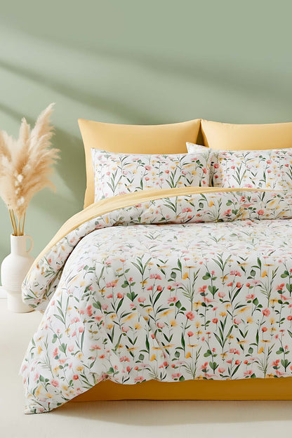 Botanical Polycotton Double Size Duvet Cover Set, Zipper, 200×215 cm, 3-Piece
