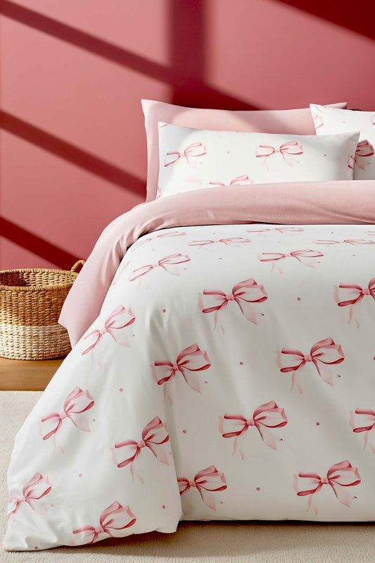 Ribbon Pattern Polycotton Double Size Duvet Cover Set, Zipper, 200×215 cm, 3-Piece