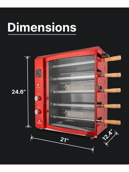 Brazilian Flame Churrasco? Gas Rotisserie Oven Grill Roaster with Auto Rotating Skewers for Rotisserie Chicken, Brazilian Style BBQ and Churrasco, Shawarma Machine, Propane Grill - 2024 Series