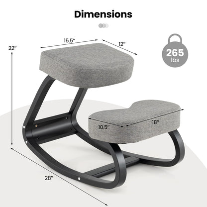 Ergonomic Kneeling Chair, Rocking Upright Posture Chair with Soft Seat & Knee Pads, Gray and Black