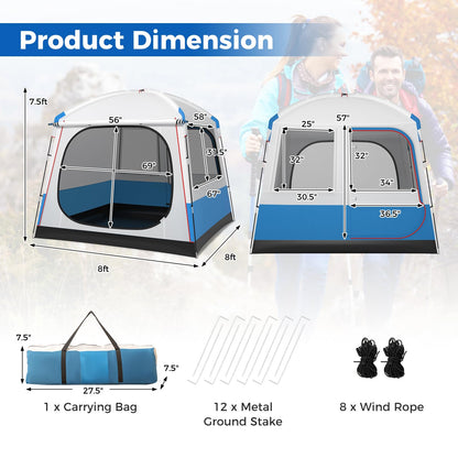 Camping Tent for 3-5 People, Portable Cabin Shelter w/Large Double-Layer Mesh Front Door