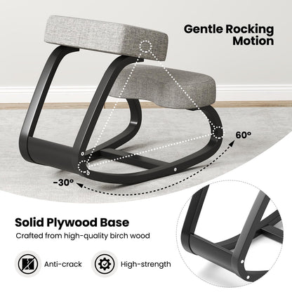 Ergonomic Kneeling Chair, Rocking Upright Posture Chair with Soft Seat & Knee Pads, Gray and Black