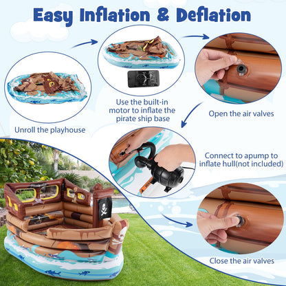 Inflatable Pirate Ship, Blow up Playscape with Built in Motor