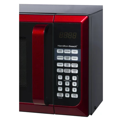 Beach Stainless Steel 0.9 Cu. ft. Red Microwave Oven, Red Stainless Steel