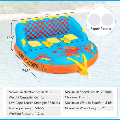 Inflatable Towable Tubes for Boating, 1-3 Riders Water Sport Towables for Boat