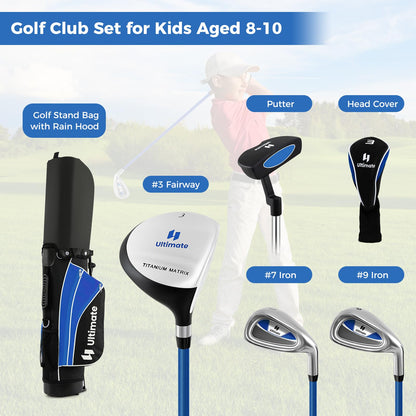Junior Complete Golf Clubs Set for Kids, Right Hand Golf Clubs w/Stand Bag, Aged 8-10