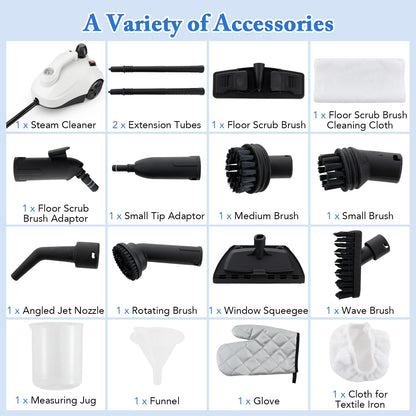 Multipurpose Steam Cleaner, 1800W Portable Household Steamer with 15 Accessories