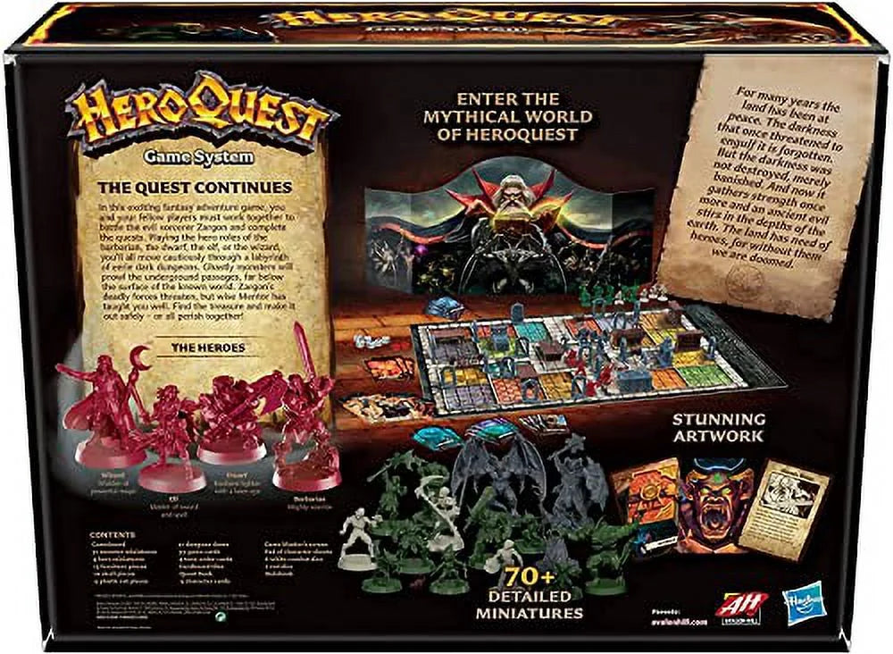 Hasbro Gaming Avalon Hill HeroQuest Game System Tabletop Board Game, Immersive Fantasy Dungeon Crawler Adventure Game for Ages 14 and Up, 2-5 Players