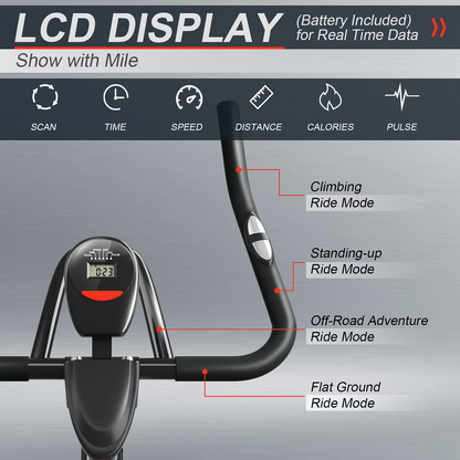 Indoor Exercise Cycling Bike, Smooth Belt Drive Stationary Bike W/ Heart Rate, LCD Monitor