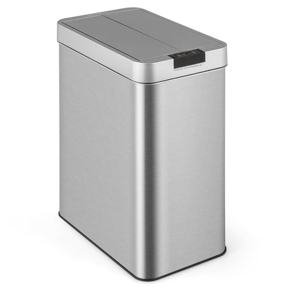Slim Kitchen Trash Can, 13.2 Gallon Motion Sensor Garbage Bin with Wing Lids, Anti-Fingerprint Touchless Waste Bin