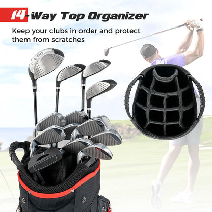 Golf Cart Bag with 14-Way Dividers, Lightweight Portable Golf Club Bag