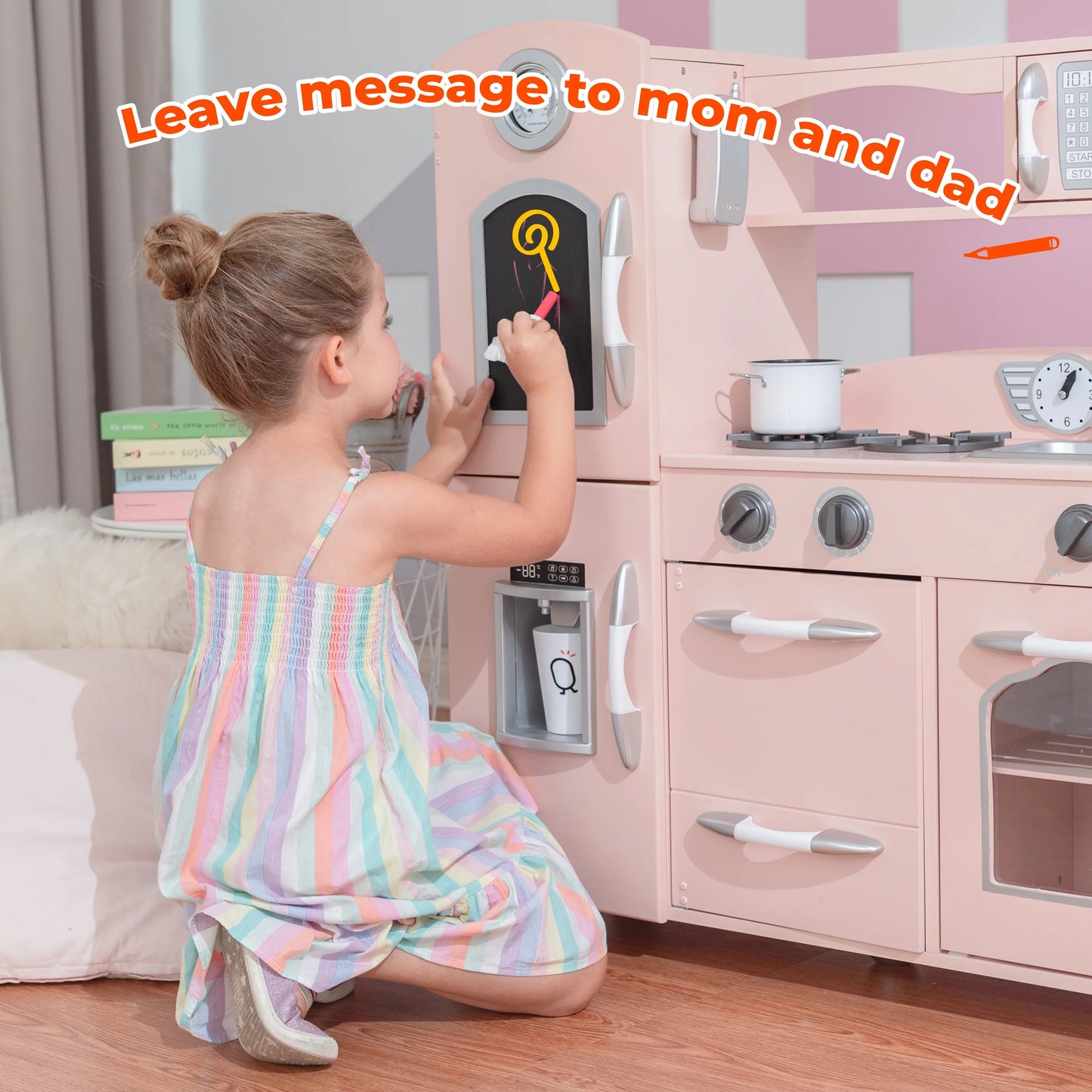Little Chef Westchester Retro Wooden Play Kitchen, Pink