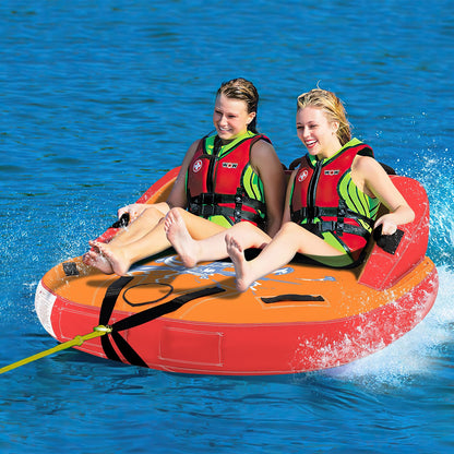 Inflatable Towable Tubes for Boating, 1-2 Person Water Sport Towables for Boat to Pull, Sofa Style Boat Tube with Drainage