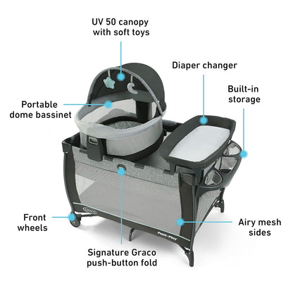 Graco Pack 'n Play Close2Baby Bassinet Playard Features Portable Bassinet Diaper Changer and More, Derby