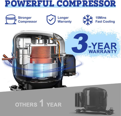 AJ30 Portable Refrigerator,Portable Freezer,32 Quart(30L) Electric Cooler,Car Refrigerator,12/24V DC Cable & 110/240V AC,Car Fridge for Camping,Truck,RV,Travel,Fishing,3-YEAR Warranty