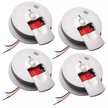 Kidde i4618 4-Pack Hardwired Smoke Alarm with Ionization Sensor, 120V AC, 9V Battery Backup