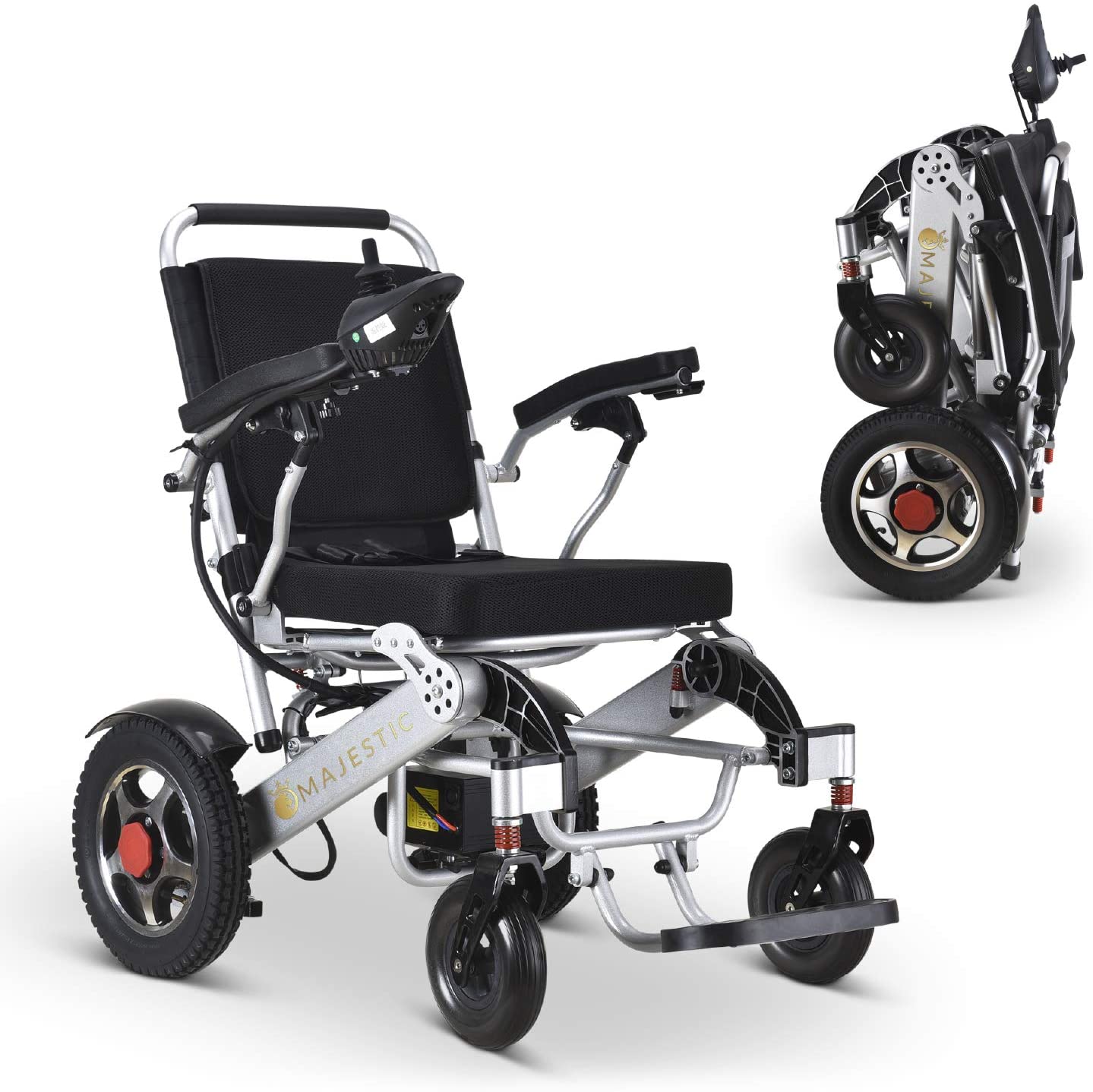 2020 New Folding Ultra Lightweight Electric Power Wheelchair, Silla de Ruedas Electrica, FDA Approved and Air Travel Allowed, Heavy Duty, Mobility Motorized, Portable Power (17.5??? Seat Width)