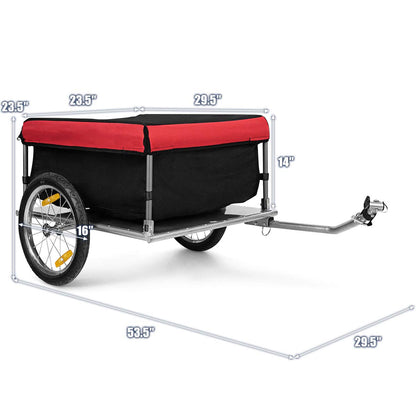 Cargo Bike Trailer, Folding Frame Quick Release 16" Wheels Bicycle Cargo Trailer