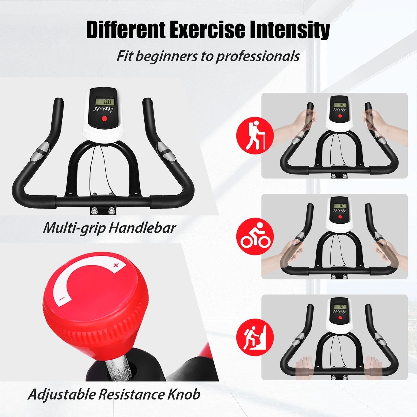 Indoor Cycling Bike, Stationary Bicycle Exercise Bike with Flywhee