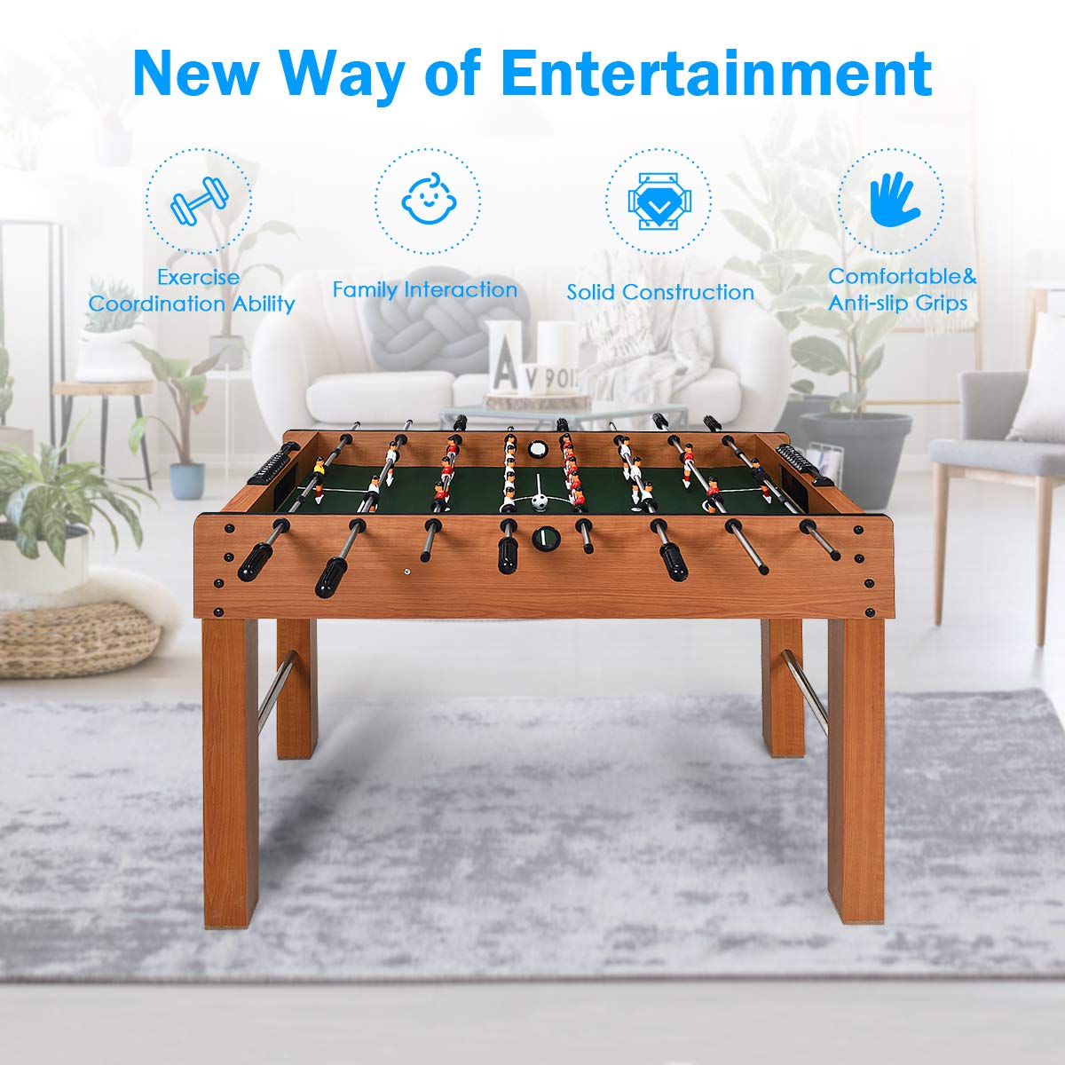 48" Foosball Table, Easy-Assemble Soccer Game Table