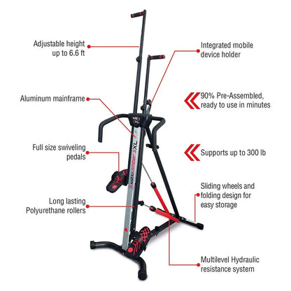 MaxiClimber XL Hydraulic Resistant Vertical Climber and Exercise System