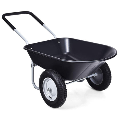 Dual Wheel Wheelbarrow, Heavy Duty Garden Cart, 330 lbs Capacity Utility Cart
