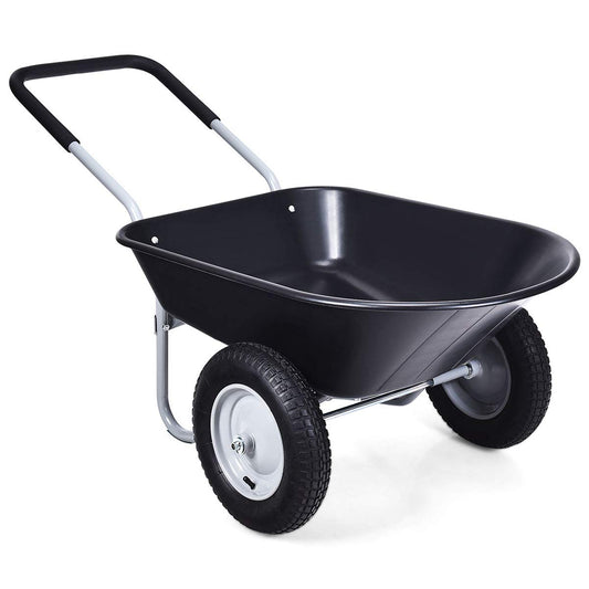 Dual Wheel Wheelbarrow, Heavy Duty Garden Cart, 330 lbs Capacity Utility Cart