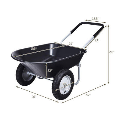 Dual Wheel Wheelbarrow, Heavy Duty Garden Cart, 330 lbs Capacity Utility Cart