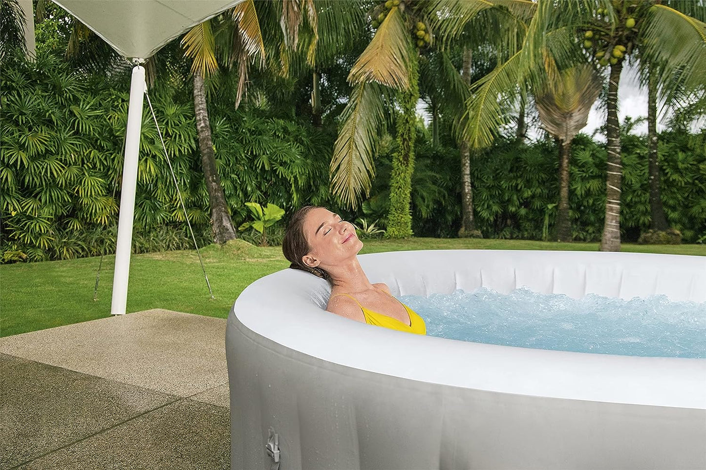 Inflatable Hot Tub Spa | Portable Hot Tub with Heated Water System and 140 Bubble Jets | Fits Up to 4 People