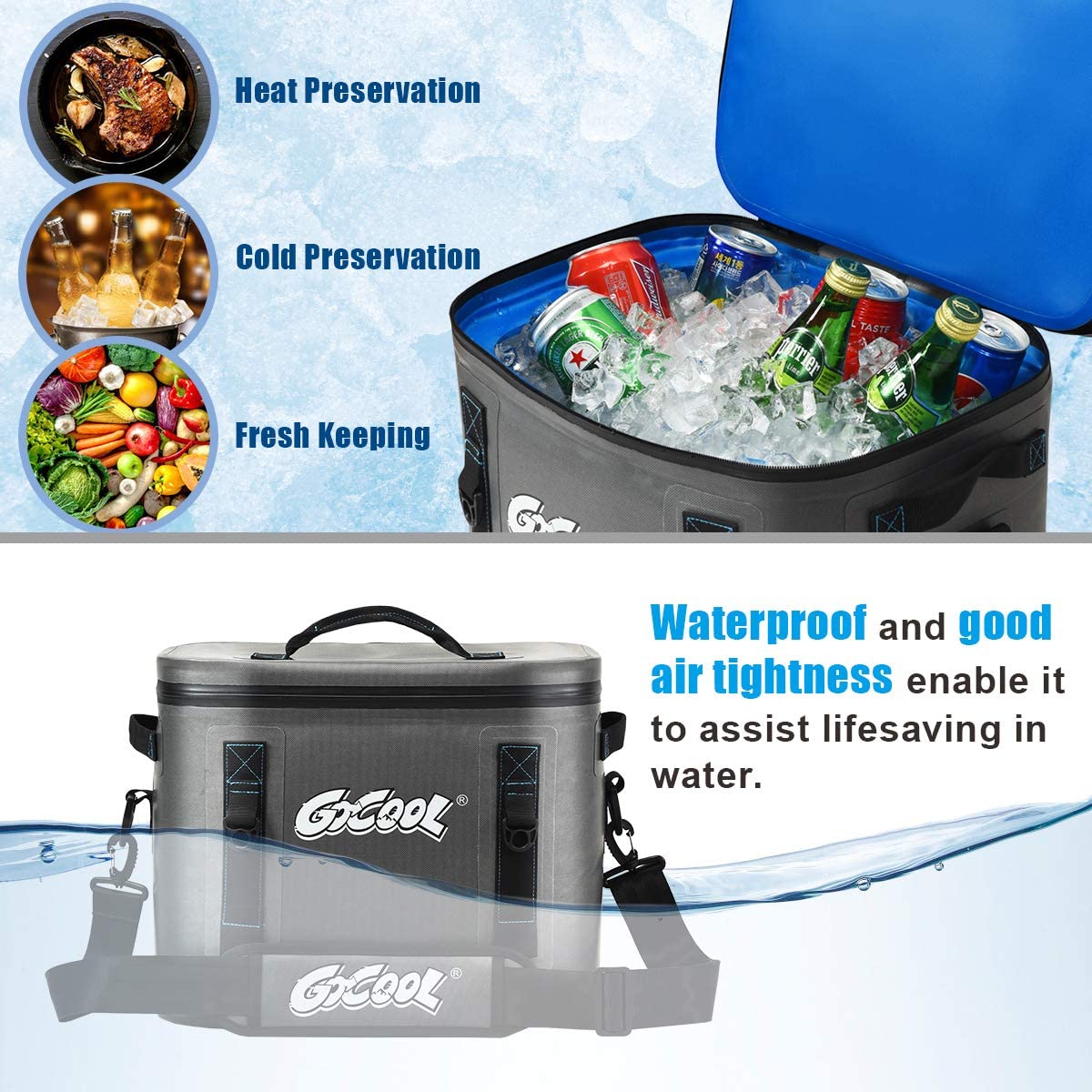 30-Can Portable Cooler Bag, Insulated Soft Camping Cooler