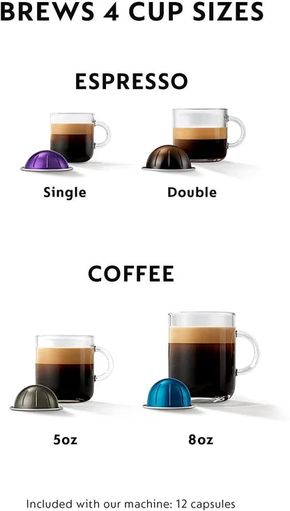Nespresso Vertuo Plus Coffee and Espresso Maker by De'Longhi, Grey with Aeroccino Milk Frother