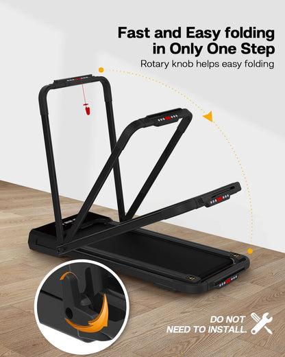 FYC 3.5HP Under Desk Treadmill ?C 300LBS Weight Capacity, 2-in-1 Foldable Design, Remote Control & LED Display ?C Compact Electric Walking and Running Machine for Walking, Running, Jogging (Black)