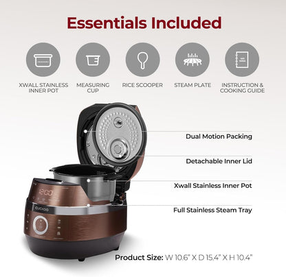 6-Cup (Uncooked) Induction Heating Pressure Rice Cooker | 13 Menu Options, Auto-Clean, Voice Guide,