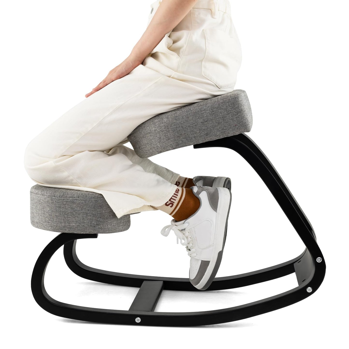 Ergonomic Kneeling Chair, Rocking Upright Posture Chair with Soft Seat & Knee Pads, Gray and Black
