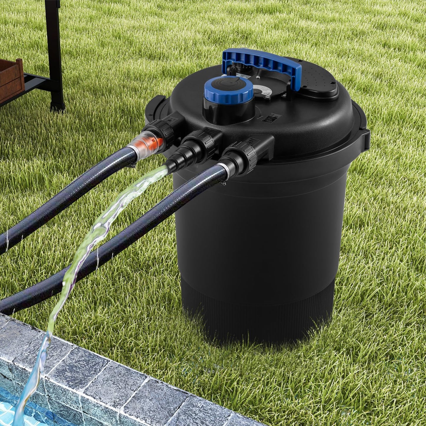 Bio Pressure Pond Filter with 13W UV-C Light, 2642 GPH Pond Filter System with Bio Balls