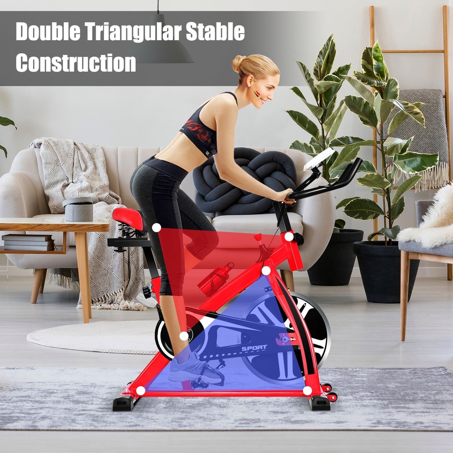 Indoor Cycling Bike, Stationary Bicycle Exercise Bike with Flywhee