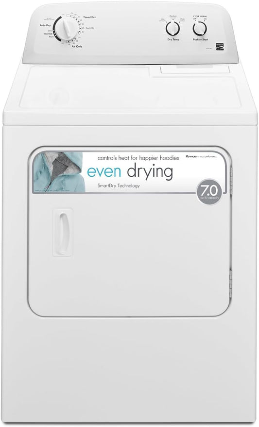 29′�?Front Load Electric Dryer with Wrinkle Guard and 7.0 Cubic Ft. Total Capacity, White