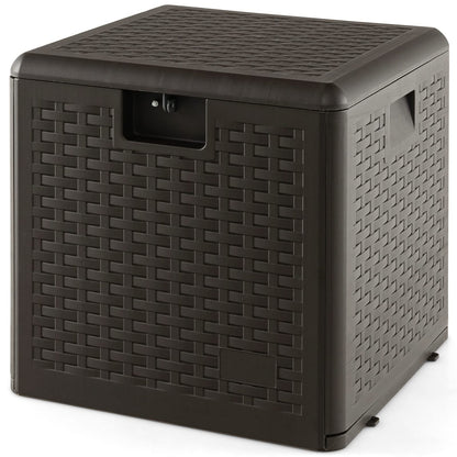 Outdoor Storage Box, 31 73 100 Gallon Waterproof Resin Patio Storage Box with Lockable Lid, Side Handle for Pillows, Cushions
